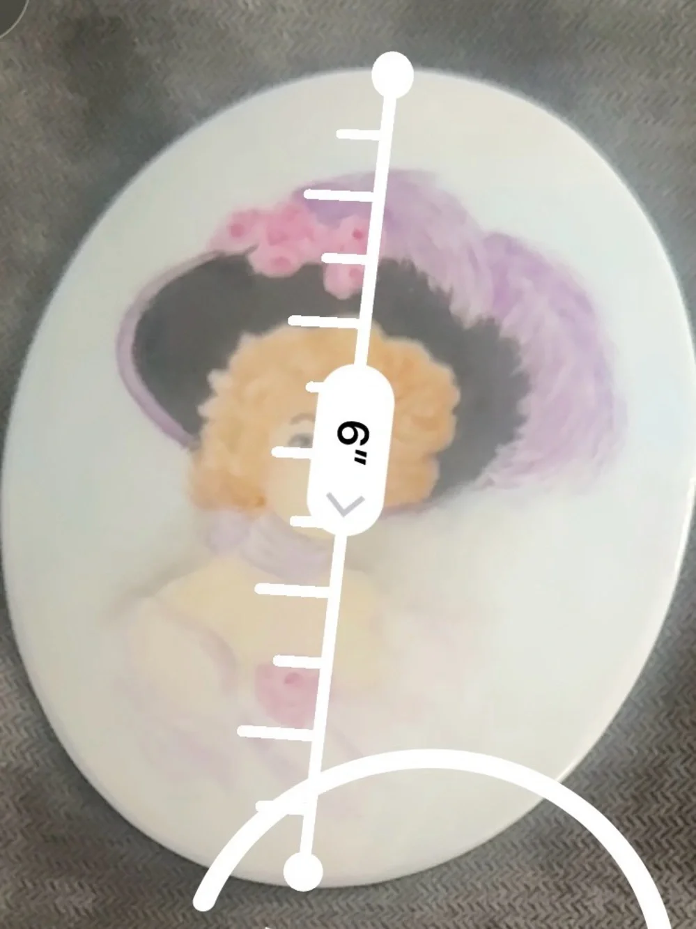Vintage Portrait Plaque with Lavender Feathered Hat
